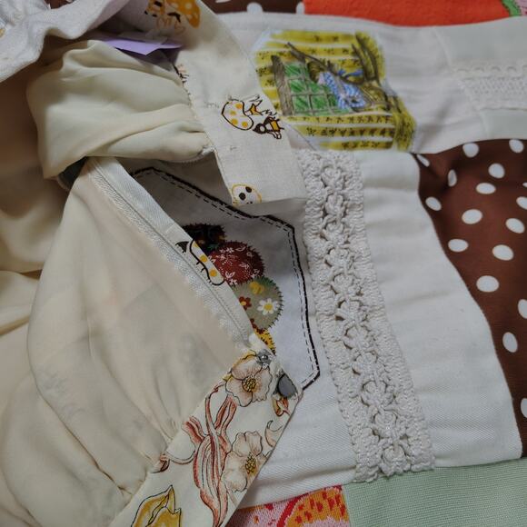 Vintage 60s Hippie Handmade Patchwork Boho Maxi Skirt Prairie Lined 13 In Waist - Picture 7 of 13